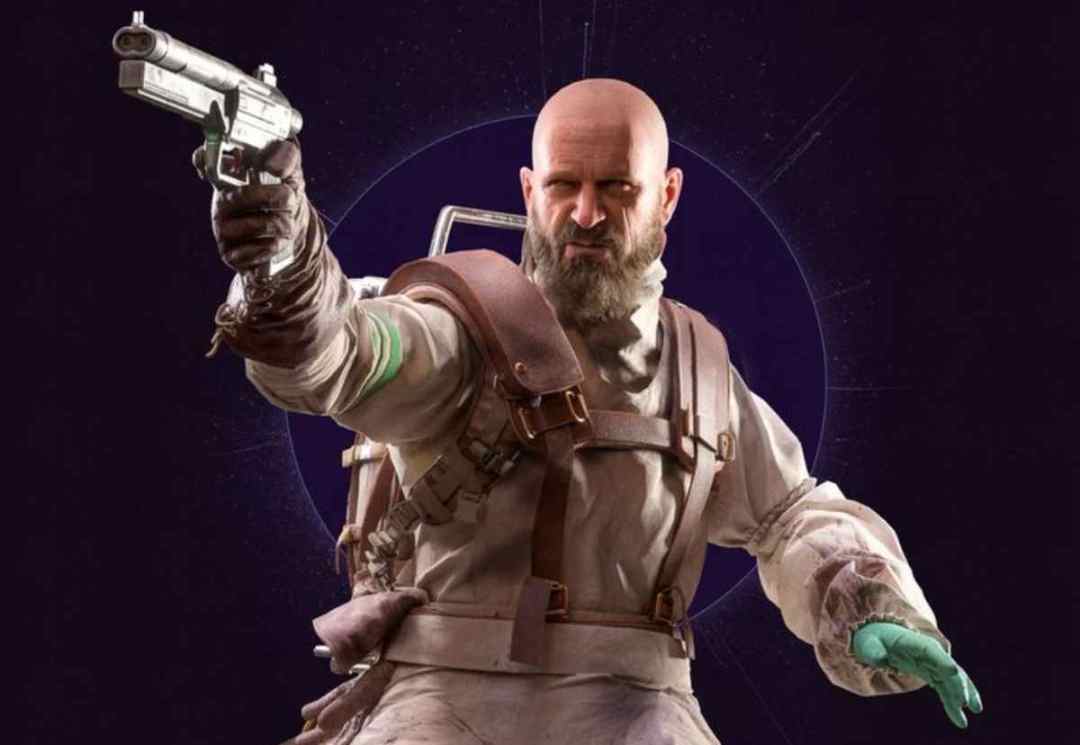 ARC Raiders facial hair customization showing a Raider with a full beard wielding a pistol